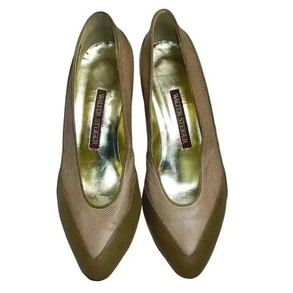 Walter Steiger Vintage Pumps Women's Size 10 B Brown Cone Mid Heel - Picture 10 of 12